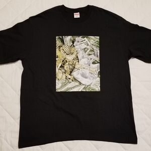 Supreme Black Tee with Gold Reptile Design